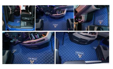 Kunstlederfußmatten für Man TGX ab 2020 blau-matt Old Skool 