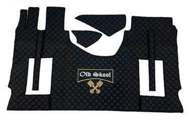 Kunstlederfußmatten MP4  MP5 Actros L ab 2024 schwarz, luftgefedert, großes old skool Logo 