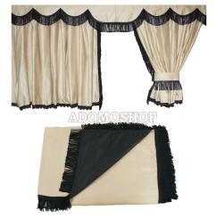 Lkw Gardinen für DAF ab 2021 XG XG+ XF, beige-schwarz, gratis Gardinenhaken 