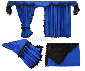 Scania S ab 2017 Gardinen, blau-schwarz, Pompoms/Kugel 