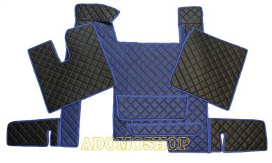 Kunstlederfussmatten für MAN TGX ab 2007 Automatik 2 Schubladen blau - schwarz 