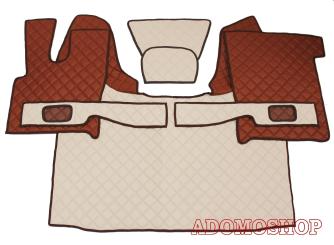 Kunstlederfußmatten mit Sitzsockel für DAF XF 106 ab 07/2017 beige - braun 