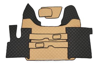 Kunstleder Fußmatten für DAF XF 106 mit Sitzsockel cappuccino - schwarz 