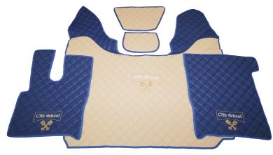 Kunstleder Fußmatten für DAF XF 106 beige - blau Old Skool 