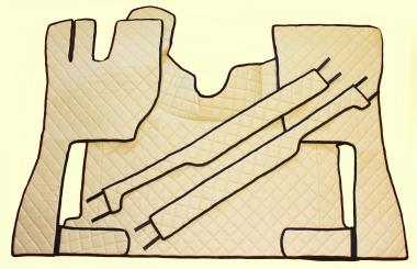 Kunstlederfussmatten mit Sitzsockel für Volvo FH4 FH5, Beifahrersitz drehbar, beige-matt 