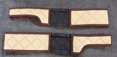 Sitzsockelverkleidung aus Kunstleder für Volvo FH4, FH5 Beifahrersitz drehbar, beige-matt, Umr. braun 