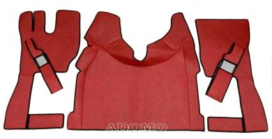 Kunstlederfußmatten mit Sitzsockel für Volvo FH4, FH5 rot-schattiert-glatt, Beifahrersitz DREHBAR 