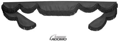 Frontscheibenborde in grau-schwarz, gerade Fransen für Man Scania Volvo Mercedes Iveco Daf Renault 