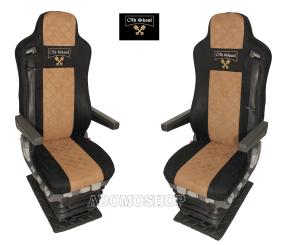 Sitzbezüge für MAN TGX TGA TGL TGM TGS schwarz-braun, 2 Gurt Old Skool 