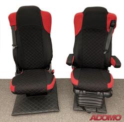 Lkw Sitzbezüge für Actros L ab 2022 MP5 MP4 Beifahrer klappbar rot 2 Armlehnen 