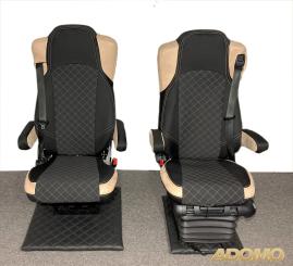 Lkw Sitzbezüge für Actros L ab 2022 MP5 MP4 Beifahrer klappbar beige 4 Armlehnen 