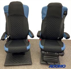 Lkw Sitzbezüge für Actros L ab 2022 MP5 MP4 Beifahrer klappbar blau 4 Armlehnen 