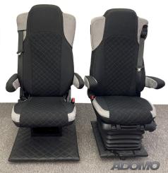 Lkw Sitzbezüge für Actros L MP5 MP4 Beifahrer klappbar grau 4 Armlehnen 