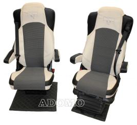 Lkw Sitzbezüge aus Kunstleder für Actors L ab 2022 MP5 MP4 Beifahrer klappbar beige 4 Armlehnen Old Skool 