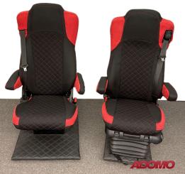 Lkw Sitzbezüge für Actros L ab 2022 MP5 MP4 Beifahrer klappbar rot 4 Armlehnen 