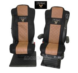 Sitzbezüge für Actros L ab 2022 MP5 und MP4 schwarz-braun Beifahrersitz klappbar Old Skool 