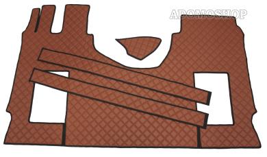 Lkw Kunstlederfußmatten für Actros MP5 und MP4, Luftgefederter Beifahrersitz, braun 