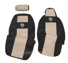 Sitzbezüge für Scania r ab 2015 bis 2017mit RECARO Sitzen, Beifahrersitz klappbar, schwarz-beige 