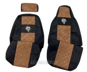 Sitzbezüge für Scania S und R New Generation ab 2017mit klappbarem Beifahrersitz, schwarz-braun 