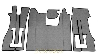 Kunstleder Fußmatten für SCANIA R ab 2017 New Generation, klappbarer Beifahrersitz in grau-schattiert-glatt 