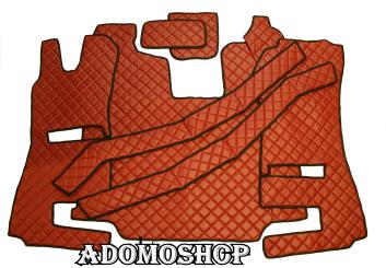 Fussmatten aus Kunstleder für Scania R ab 2013 mit neuem Recarositz in braun klappbar 