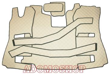 Fussmatten aus Kunstleder für Scania R ab 2013 mit neuem Recarositz in beige-Luftgefedert 