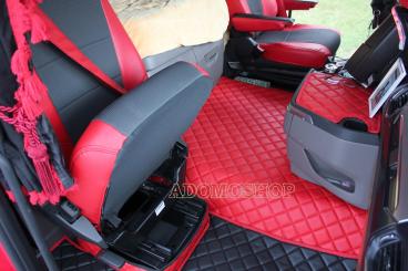 Kunstleder Fußmatten für SCANIA R ab 2017 Die neue R-Baureihe, klappbarer Beifahrersitz in schwarz-rot 