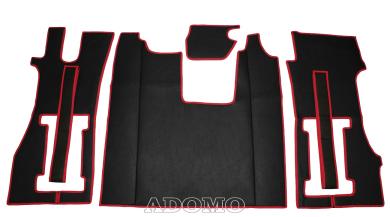 Kunstleder Fußmatten für SCANIA R ab 2017 New Generation, drehbar/luftgefederte Beifahrersitz in Schwarz-glatt ,Umra rot 