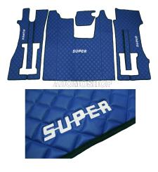 Kunstleder Fußmatten für SCANIA R ab 2017, klappbarer Beifahrersitz in blau, SUPER 