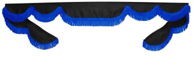 Frontscheibenborde in schwarz-blau, gerade Fransen für Man Scania Volvo Mercedes Iveco Daf Renault  