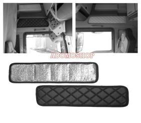 Abdeckung für obere Fenster aus Kunstleder für MAN TGX-XXL, TGA-XXL in schwarz-matt/Alufolie 