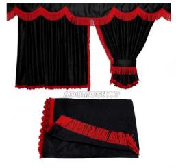 Lkw Gardinen für DAF ab 2021 XG XG+ XF, schwarz-rot, gratis Gardinenhaken 