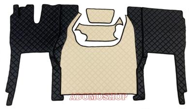Kunstlederfußmatten für Iveco S-Way ab 2020 schwarz-beige-matt 