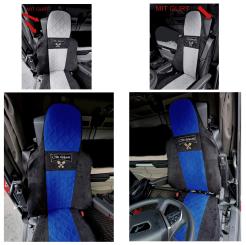 Sitzbezüge für neuen MAN TGX, TGS ab 2020 2 Gurt, schwarz-blau, Old Skool 