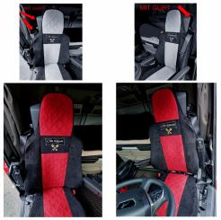 Sitzbezüge für neuen MAN TGX, TGS ab 2020 2 Gurt, schwarz-rot, Old Skool 