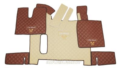 Kunstlederfußmatten für Man TGX ab 2018 beige-braun-Old Skool 