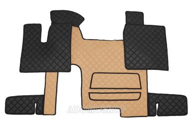 Kunstlederfussmatten für MAN TGX ab 2007 Automatik 2 Schubladen cappuccino - schwarz 