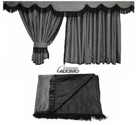 Lkw Gardinen für Scania S ab 2017 ,grau-schwarz, gratis Gardinenhaken 