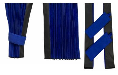 LKW Gardinen in Plissee-Look mit 2 Rückhalterbändern, blau-schwarz 