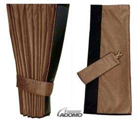 2 Seitengardinen für MAN TGX, TGS ab 2020 braun - schwarz OHNE oder MIT old skool OHNE old skool