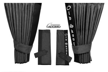 2 Seitengardinen für DAF XF 106 grau - schwarz OHNE oder MIT old skool 