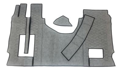 Kunstlederfußmatten mit Sitzsockel 8 cm für MP5 MP4 ACTROS L ab 2024 grau - glatt klappbar 