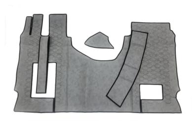 Kunstlederfußmatten mit Sitzsockel 13 cm für MP5 MP4 ACTROS L ab 2024 grau - glatt klappbar 