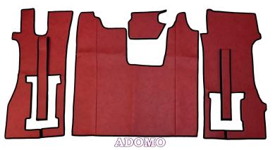 Kunstleder Fußmatten für SCANIA R ab 2017 New Generation, klappbarer Beifahrersitz in rot-schattiert-glatt 