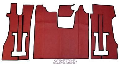 Kunstleder Fußmatten für SCANIA R ab 2017 New Generation, drehbarer/luftgefederter Beifahrersitz in rot-schattiert-glatt 