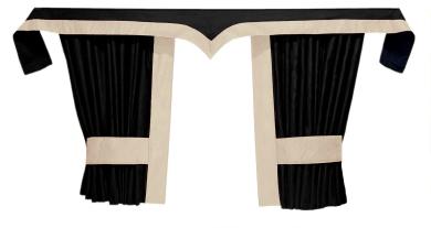 LKW Gardinen für SCANIA R 2010-2017 TOPLINE HIGHLINE schwarz - beige 