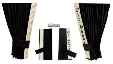 2 Seitengardinen für DAF XF 106 schwarz- beige OHNE oder MIT old skool 