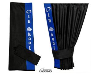 2 Seitengardinen für MAN TGX, TGS ab 2020 schwarz - blau OHNE oder MIT old skool MIT old skool