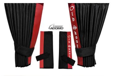 2 Seitengardinen für DAF ab 2021 XF-new XG XG+ schwarz - rot OHNE oder MIT old skool 