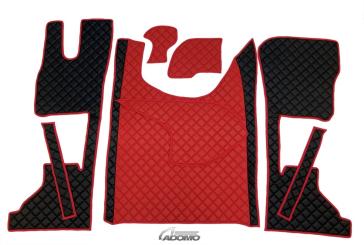 Kunstlederfußmatten mit Sitzsockel für DAF ab 2021 XG, XG+ luftgefedert schwarz-rot 